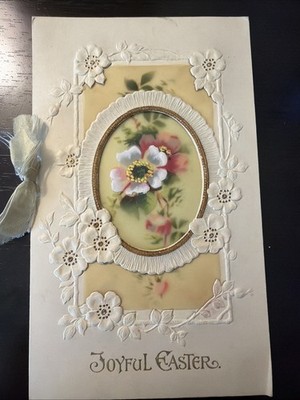 Antique Easter Greeting Card Booklet - Joyful  Easter- c1900s Germany Unused