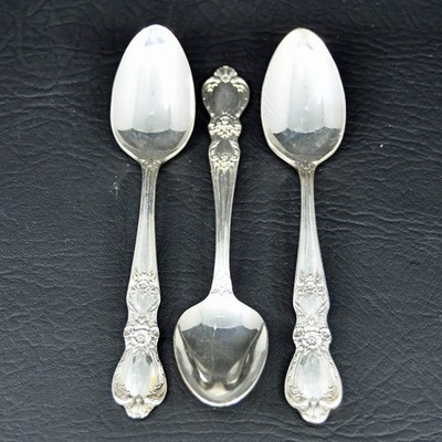 1847 Rogers Bros Heritage IS Silver Plate Lot of 3 Tea Dinner Spoons VTG MCM 6''