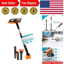 39" Extendable Snow Brush with Ice Scraper & Squeegee - Effortless Winter Care