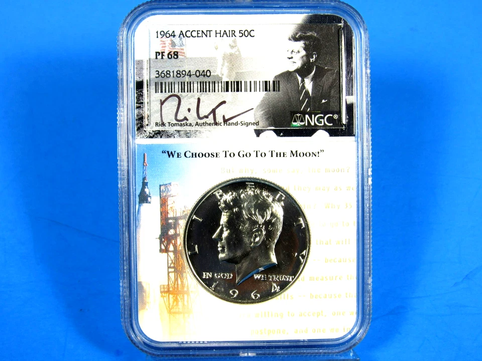 1964 P Accented Hair, Silver Kennedy Half Dollar NGC Pf 68 - Image 2 of 4