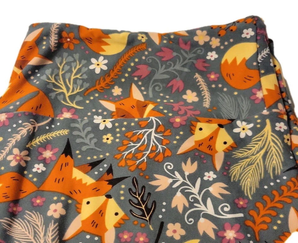 Raro LuLaRoe 2 XL Leggings Zorro Zorro Floral Bosque Naturaleza Foto 2 de 4