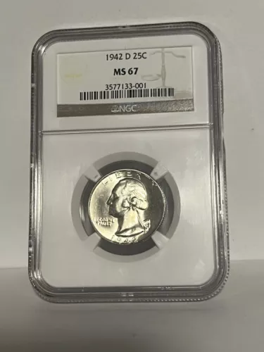 1942-D WASHINGTON QUARTER, NGC MS-67 *Absolutely Stunning Coin*