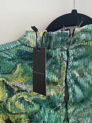 Warehouse Shimmer Sequin Green Yellow Dress BNWT!! | eBay UK