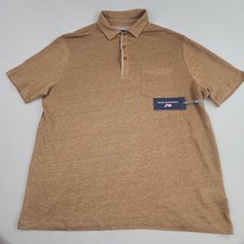 Vineyard Vines polo shirt M Medium 46" brown 3 buttons linen pocket 98 mens