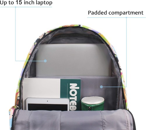 Cute Canvas Backpack with 15-inch Laptop Compartment - Ideal Daypack for Adults - Picture 6 of 9