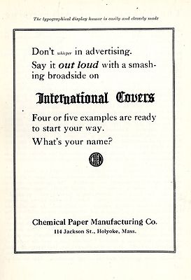 Chemical Paper Manufacturing Co. Holyoke Mass.* American Ad. in the thirties