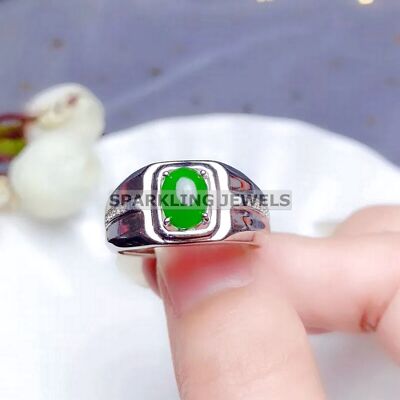 Calibrated Green Onyx Oval Cut With 925 Sterling Silver Ring For Men #C256