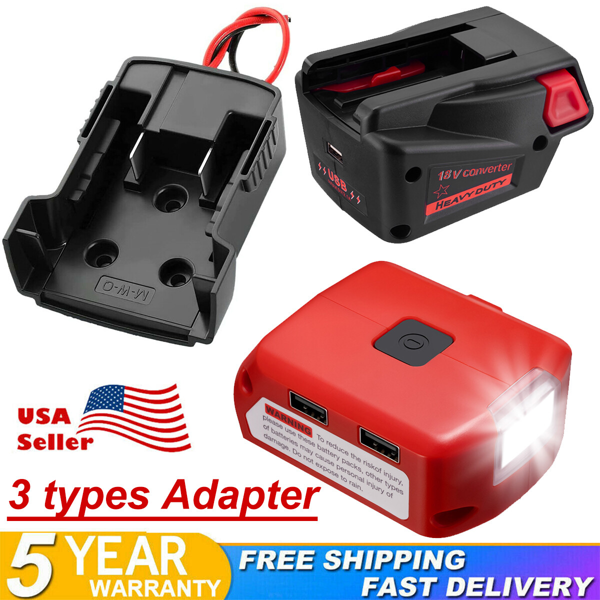 For Milwaukee M18 18V Battery DIY Adapter/USB Adapter/to V18 48111830