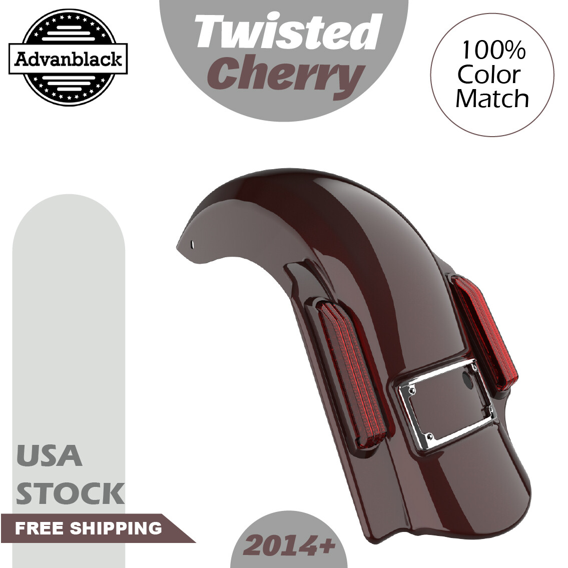 2 into 1 Dominator Extended Stretched Rear Fender TWISTED CHERRY