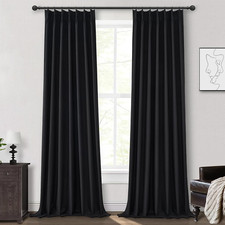 Linen Blackout Curtains 96" Long - 2 Panels Thermal Drapes for Living Room