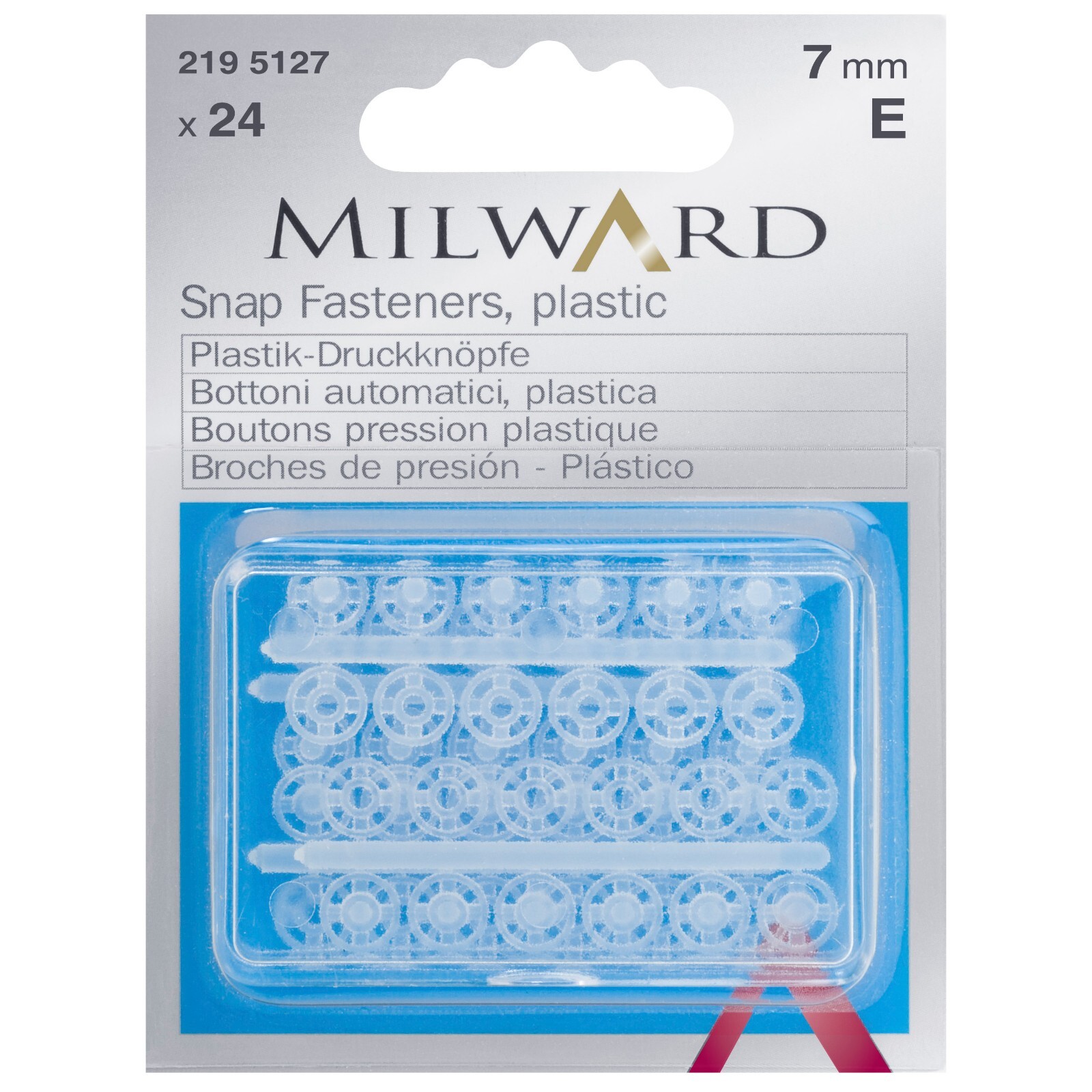Snap Fasteners , Invisible Light, 7mm x 24, Milward, 2195127