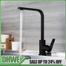 Matte Black Kitchen Sink Mixer Taps Swivel Spout Single Lever Tap Mono Faucet UK