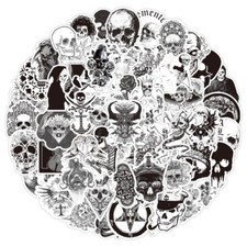 20 Random Skull Stickers Black and White Goth Decals Laptop Hydro Free Shipping
