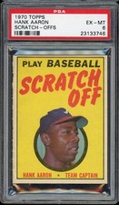 1970 Topps Scratch-offs Baseball Hank Aaron Scratch-offs PSA 6