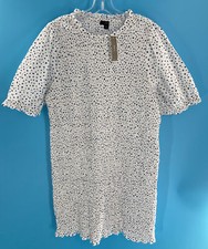 J CREW Reimagined Blue/White Textured Cotton Dress Cap Sleeve Knee Length USA XL