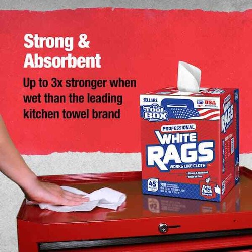 White Rags Shop Towels (200 count) Absorbent Cloth-like Industrial Cleaning - Picture 10 of 11