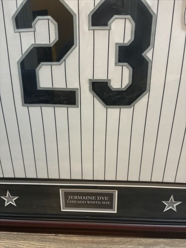 Jermaine Dye Signed Autographed MVP Chicago Pinstripe Custom Framed MLB Jersey - Picture 6 of 8