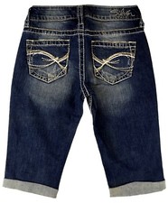 Silver Jeans Eden Shorts Mid Rise Denim Cutoff Embroidered Short Knee High 24