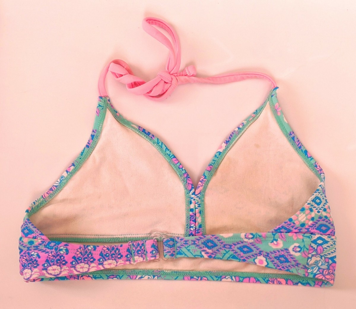 Kohl's So Girls Size 10 Halter Bikini Top Floral Pink Purple