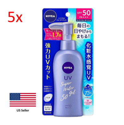 5x [US Seller] NIVEA UV Super Water Gel 140g Sunscreen SPF50 PA+++ from Japan