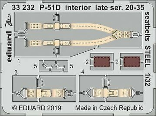 Eduard Accessories 33232 - 1:32 P-51D Interior Late Ser. 20-35 Seatbelts STEEL
