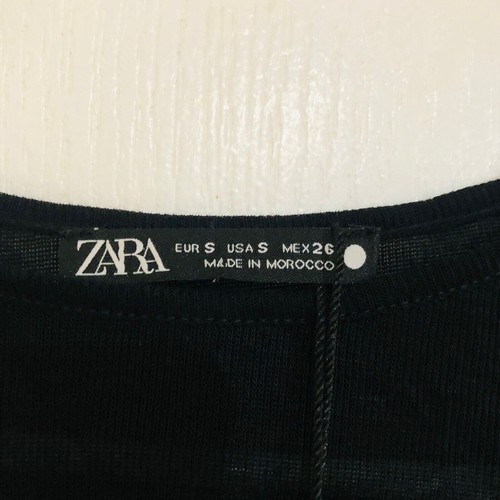 Top de mujer ZARA tejido recortado media manga cuello redondo negro talla pequeña nuevo con etiquetas - Imagen 7 de 11