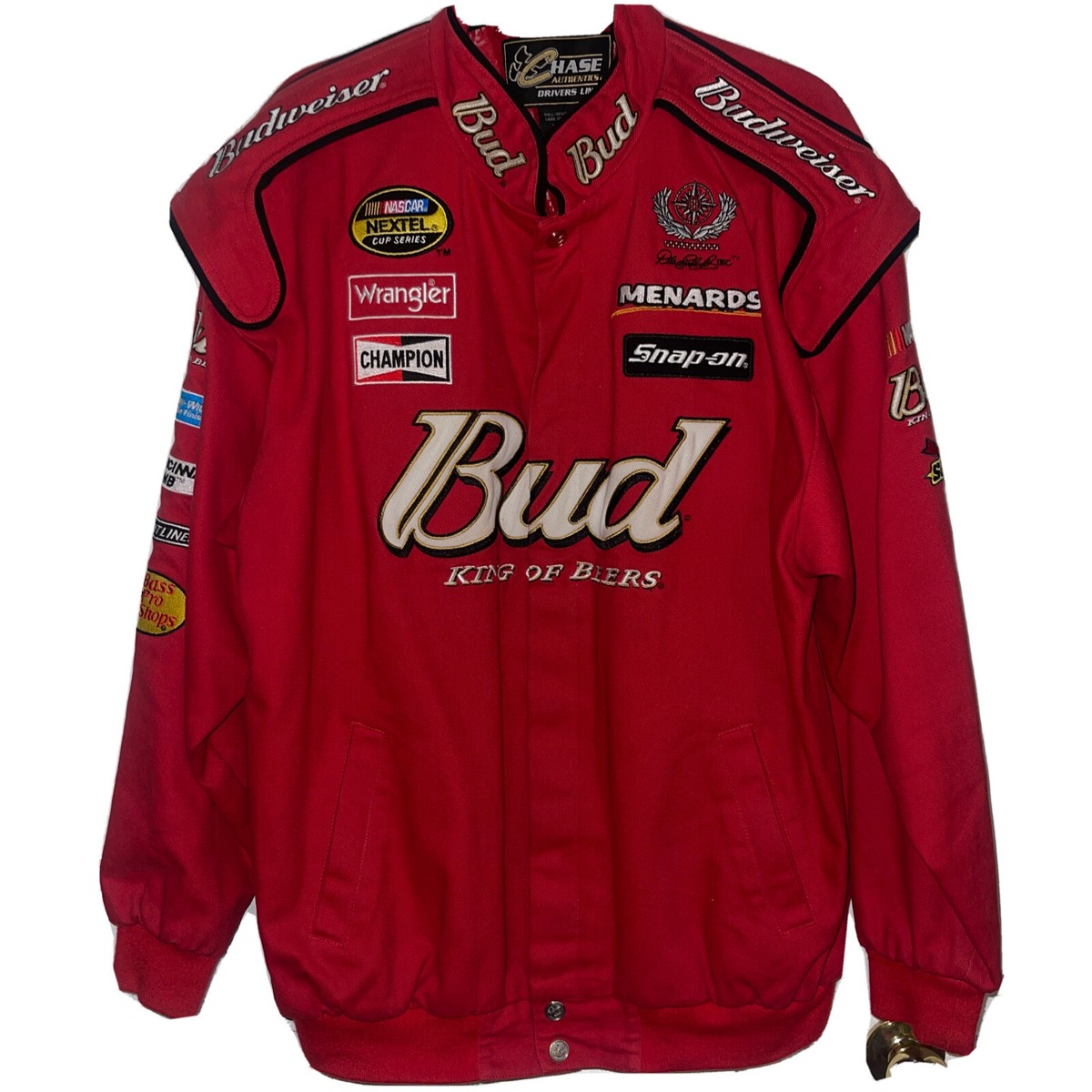 Dale Jr NASCAR Budweiser Snap Jacket XL Chase Authentics Drivers