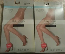 New solutions women shaping control top leg support pantyhose barely black S 2pk