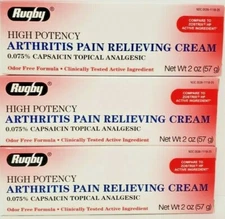 Capsaicin 0.075% Cream High Potency Arthritis Relief 2oz -3 Pack -Exp 11-2026
