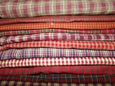 HOMESPUN WOVEN Plaid check RED Cotton FABRIC U-Pick SEE INFO 1/2 yd BTHY