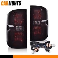 Fit For 2014-19 Chevy Silverado 1500 Pair Smoke Tail Lights Brake Lamps w/ Bulbs