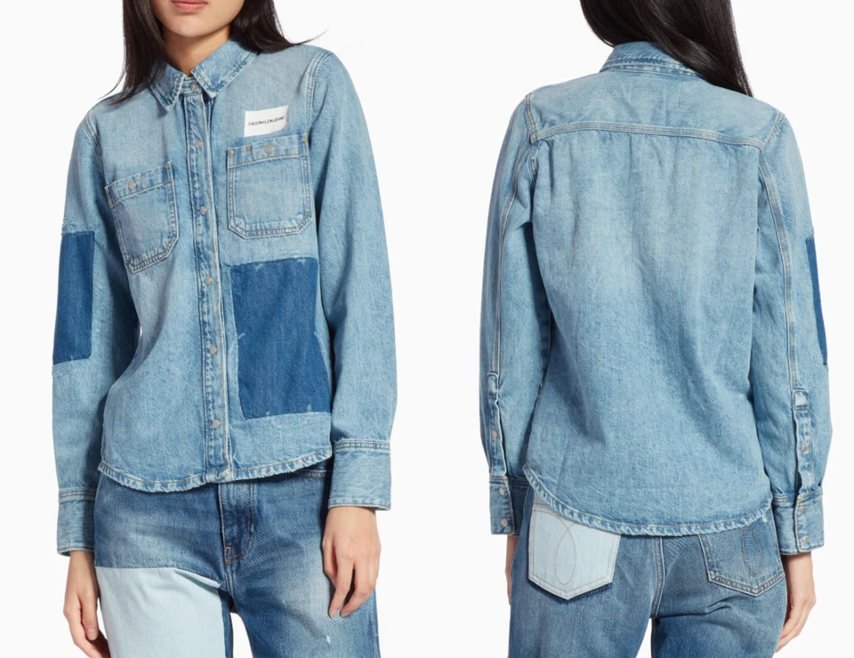 Calvin Klein Jeans Unisex Logo Patch Utility Shirt Jacket Hemd Jacke Overhemd M