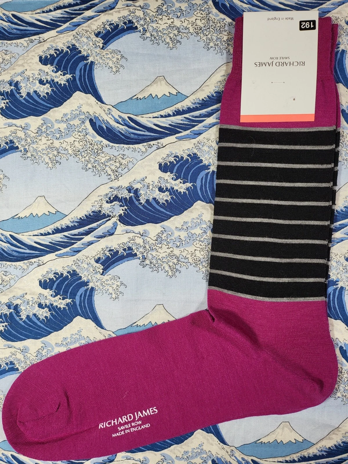 Richard James X Pantherella Mens English Wool Socks Narrow Stripe UK 10-12 £18