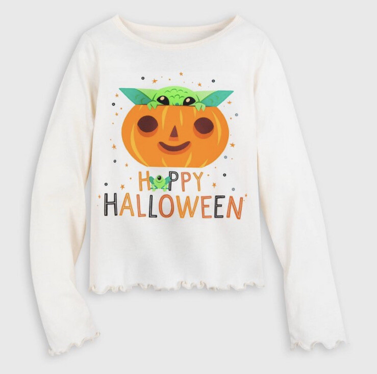 🆕 Disney girls Star Wars Grogu “happy halloween” long sleeve graphic  t-shirt‼️