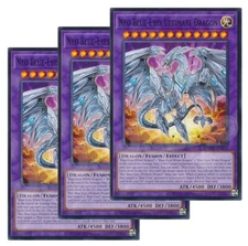 Yugioh - Neo Blue-Eyes Ultimate Dragon x 3 - Unlimited Misprint - Plus Free Holo