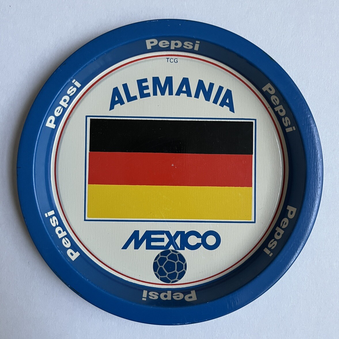 VINTAGE 1986 MEXICO PEPSI GERMANY WORLD CUP SOCCER METAL TRAY MINT