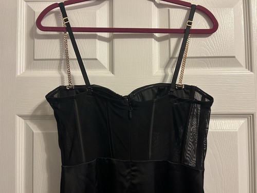 MESHKI Talisa chain Strap Side Split Corset Maxi Dress XL Black - 第 10/15 張圖片