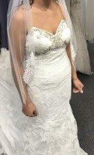 DaVinci Wedding Dress  Earrings, Size 10, New, No Alterations