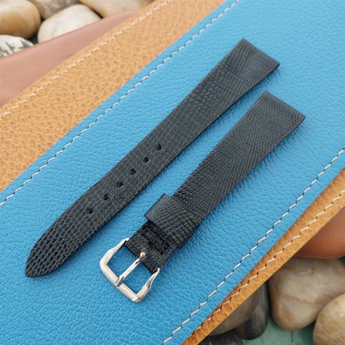 17,2 mm Bulova Caravelle schwarz Leder unbenutzt Klassiker 70er Vintage Uhrenarmband
