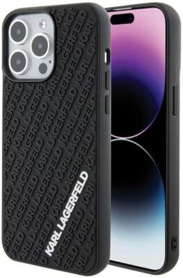 Karl Lagerfeld 3D Rubber Multi Logo Case for iPhone 15 Pro Max 6.7'' Black - NEW