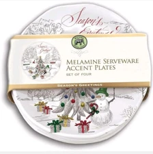MIchel Design Works Christmas Season's Greetings Melamine 8" Salad Side (B2-G1)