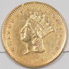 Pièce de 1 $ US 1854-1889 or avec marque à souder sur date rare vintage 5gp019