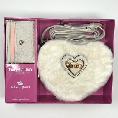 ★TOUT Y EST★ YOUHEE FUR HEART MINI BAG IVORY YHBGDC002IV JUICY COUTURE Heart Faux Fur Crossbody Bag Angel Ivory Card