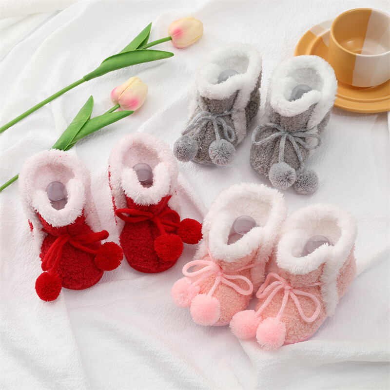Infant Baby Boy Girl Newborn Toddler Warm Furry PoPo Winter Snow Ankle Boots