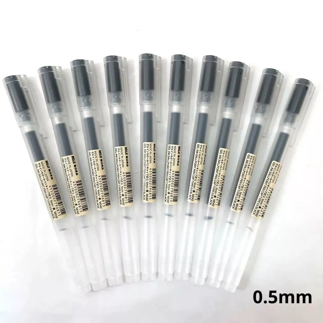 MUJI Gel Ink Ball Point Pen 0.5mm Mixed 10pcs [Black 5 pcs & Blue 5 pcs]