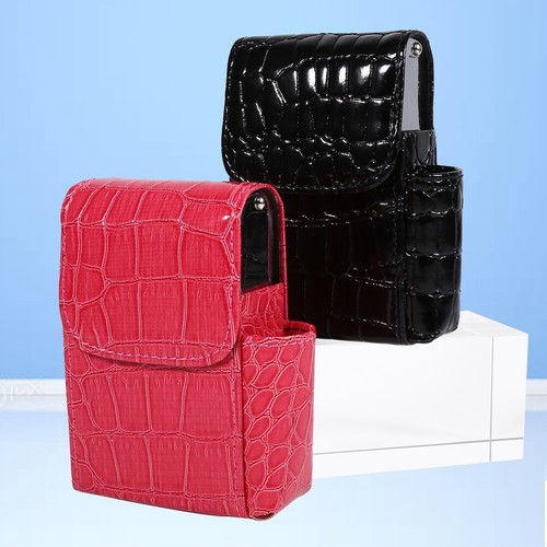 Portasigarette In Pelle PU Con Accendino E Supporto – Custodia A Conchiglia Rossa - 5