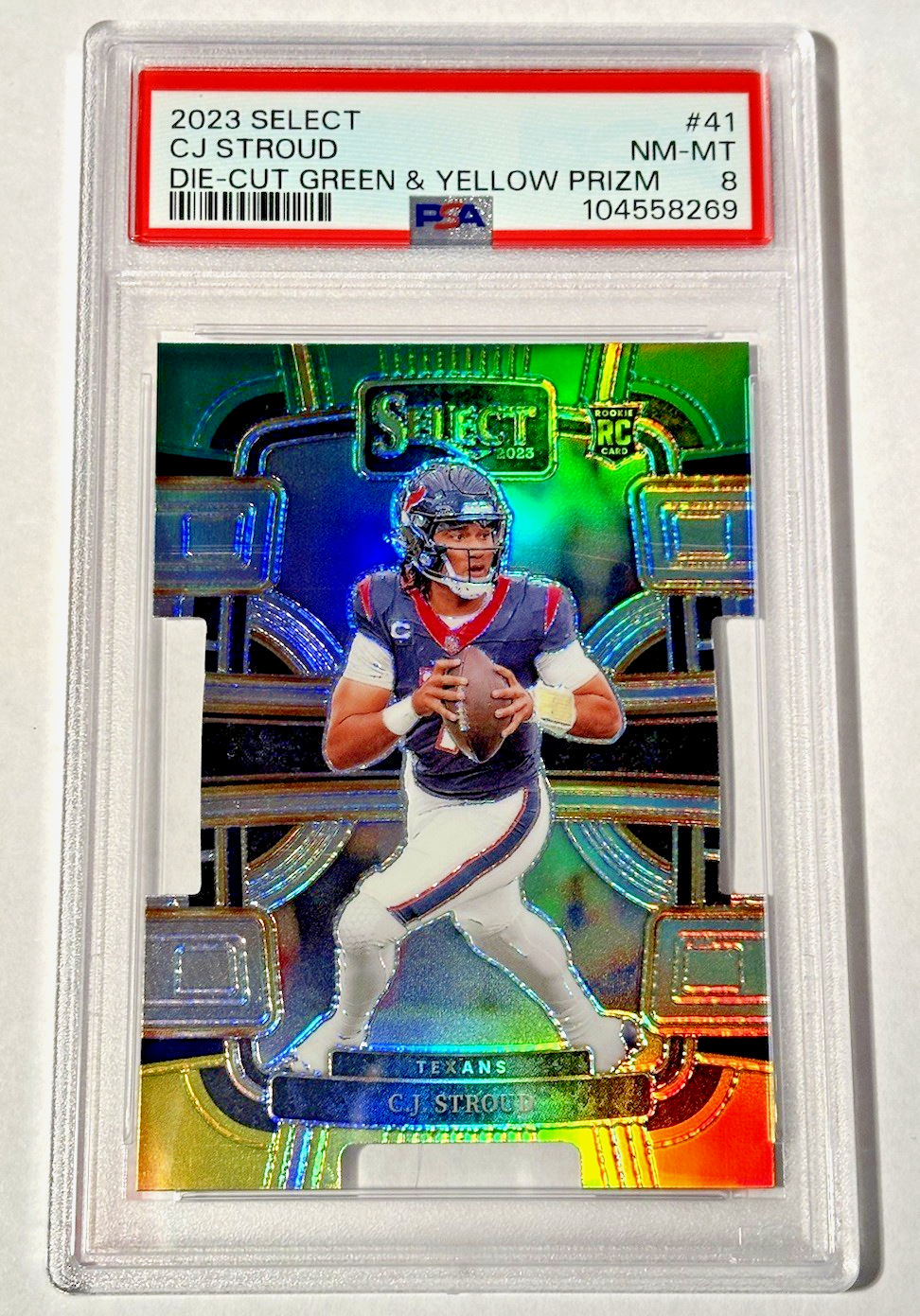 2023 Panini Select C.J. Stroud RC Green Yellow Prizm Die-Cut #41 Concourse