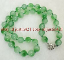 10mm Natural Light Green Jade Round Gemstone Beads Necklace 18'' AAA 
