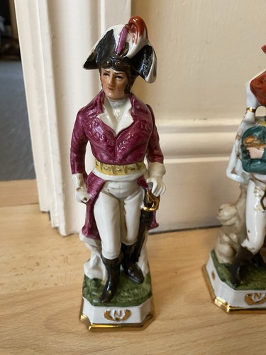 Vintage Pair Capo di Monte Di Pietro Napoleonic Style Military Porcelain Figures - Picture 2 of 13