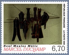 Timbre France 3197 Neuf** - Neuf moules Mâlic - Œuvre de Marcel Duchamp 1998